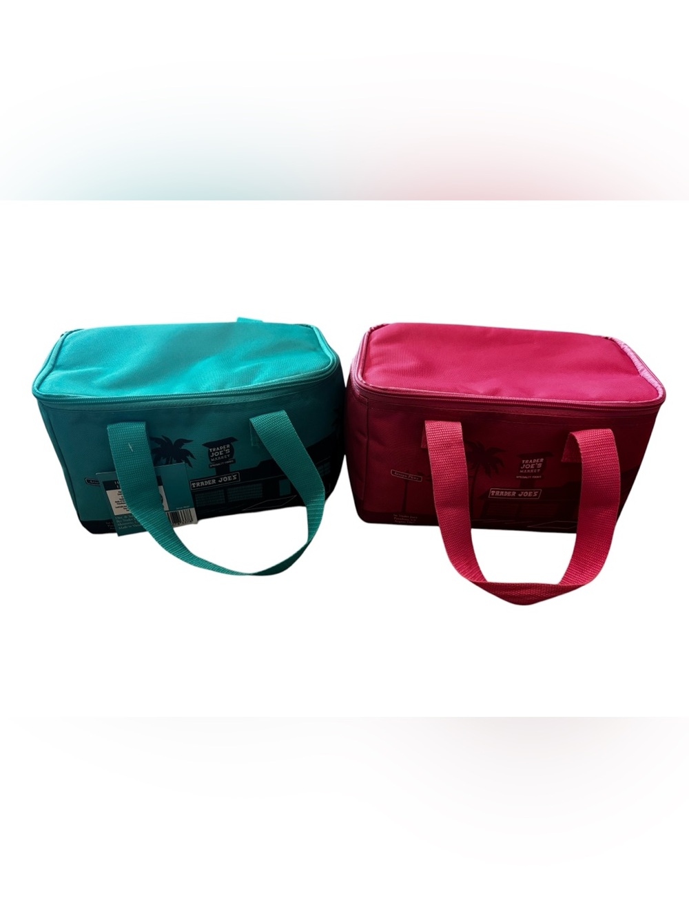 Trader Joe's Mini Insulated Tote Bag Bundle Blue & Pink NEW NWT